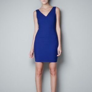 ZARA Deep V Royal Blue Dress (M)